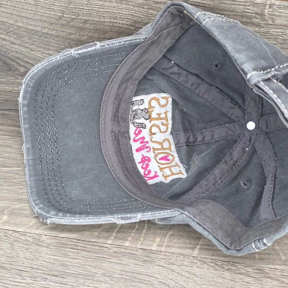 KBETHOS Hat Cap Women Strapback Grey Equestrian Horses Keep Me Stable Distressed